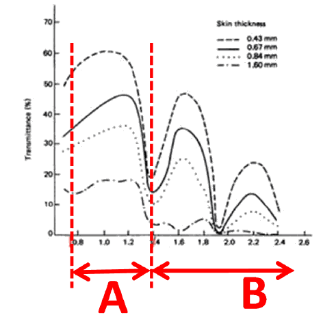 Figure 3: Spectral Transmittance of human tissue